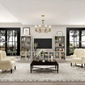 Home Media Center Sleek Design with Ample Shelving and Glass Accents