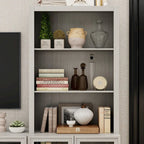 Home Media Center Sleek Design with Ample Shelving and Glass Accents