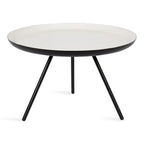 Round Metal Coffee Table - White/Black - 25 Inch