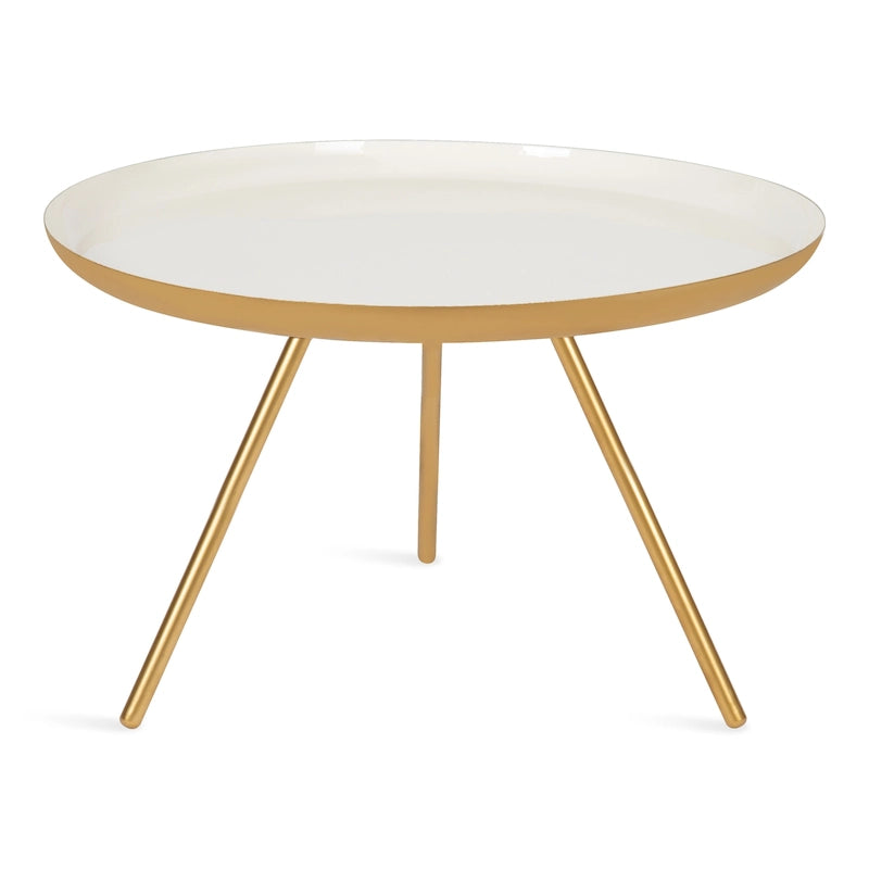 Round Metal Coffee Table - White/Black - 25 Inch