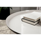 Round Metal Coffee Table - White/Black - 25 Inch