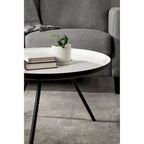 Round Metal Coffee Table - White/Black - 25 Inch