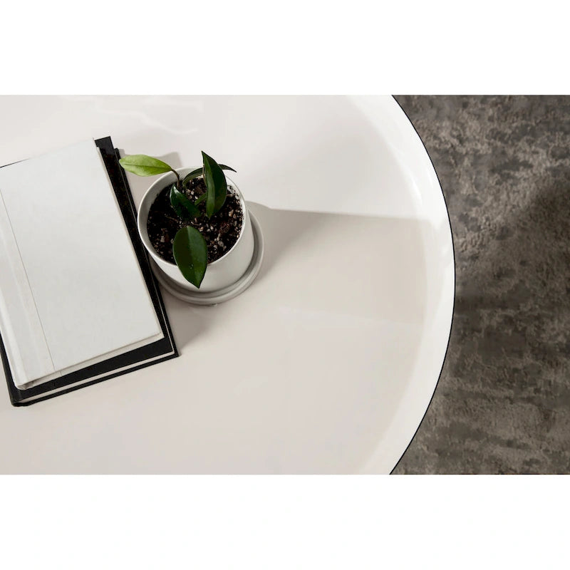 Round Metal Coffee Table - White/Black - 25 Inch