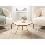 Round Metal Coffee Table - White/Black - 25 Inch