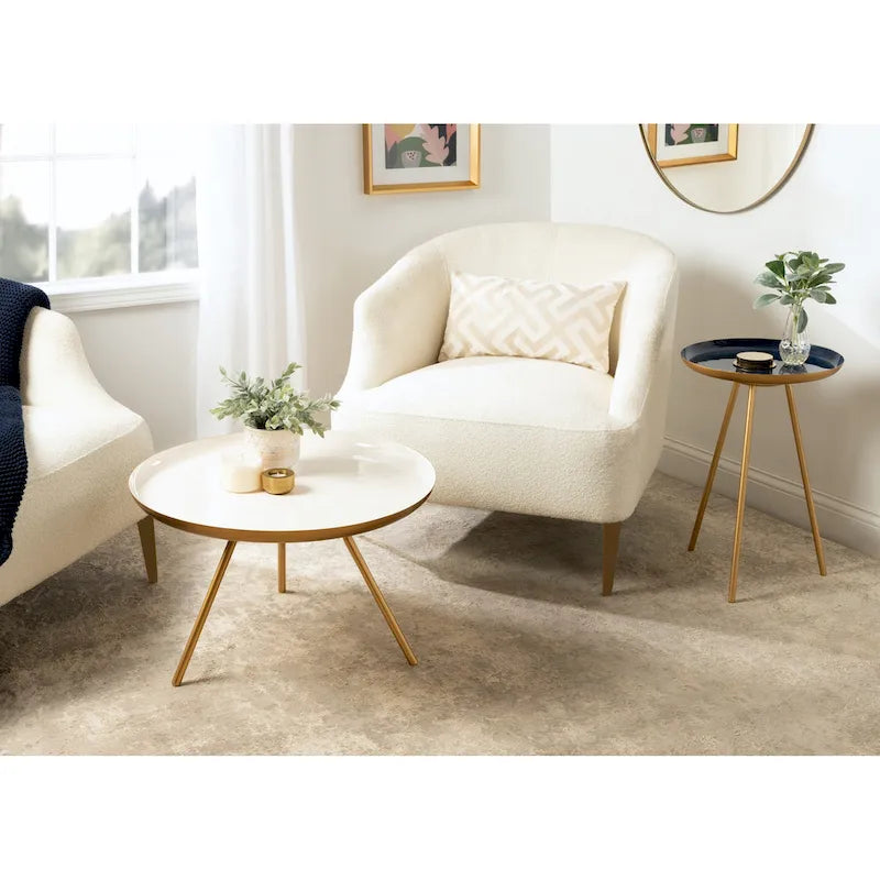 Round Metal Coffee Table - White/Black - 25 Inch