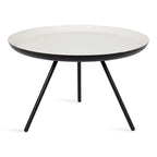 Round Metal Coffee Table - White/Black - 25 Inch