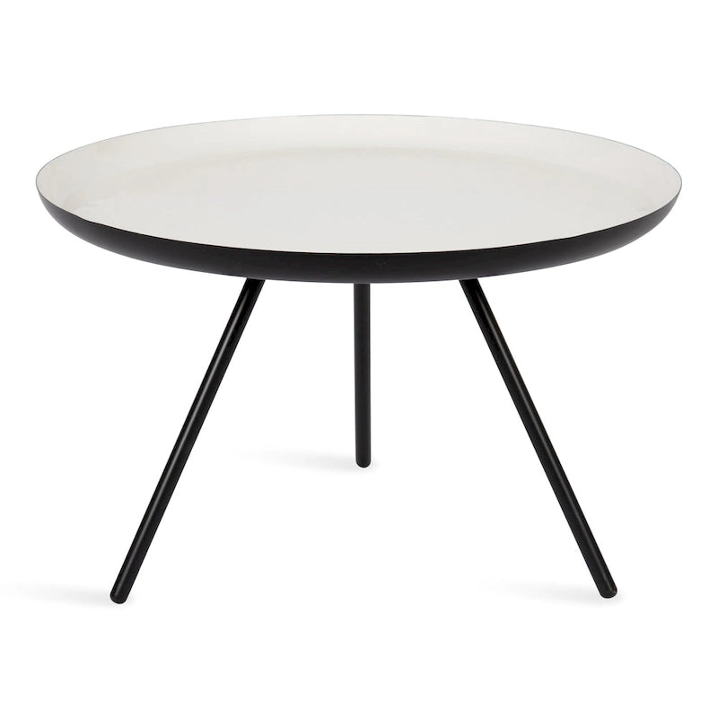 Round Metal Coffee Table - White/Black - 25 Inch