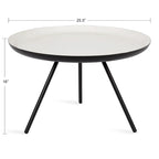 Round Metal Coffee Table - White/Black - 25 Inch