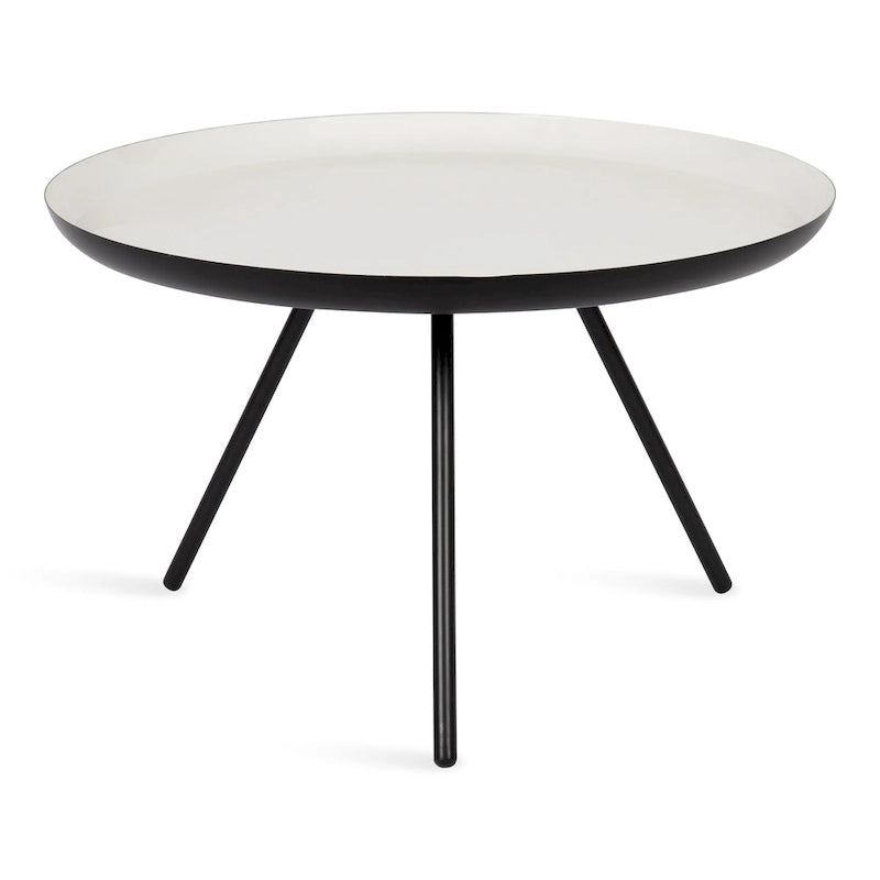 Round Metal Coffee Table - White/Black - 25 Inch