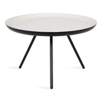 Round Metal Coffee Table - White/Black - 25 Inch