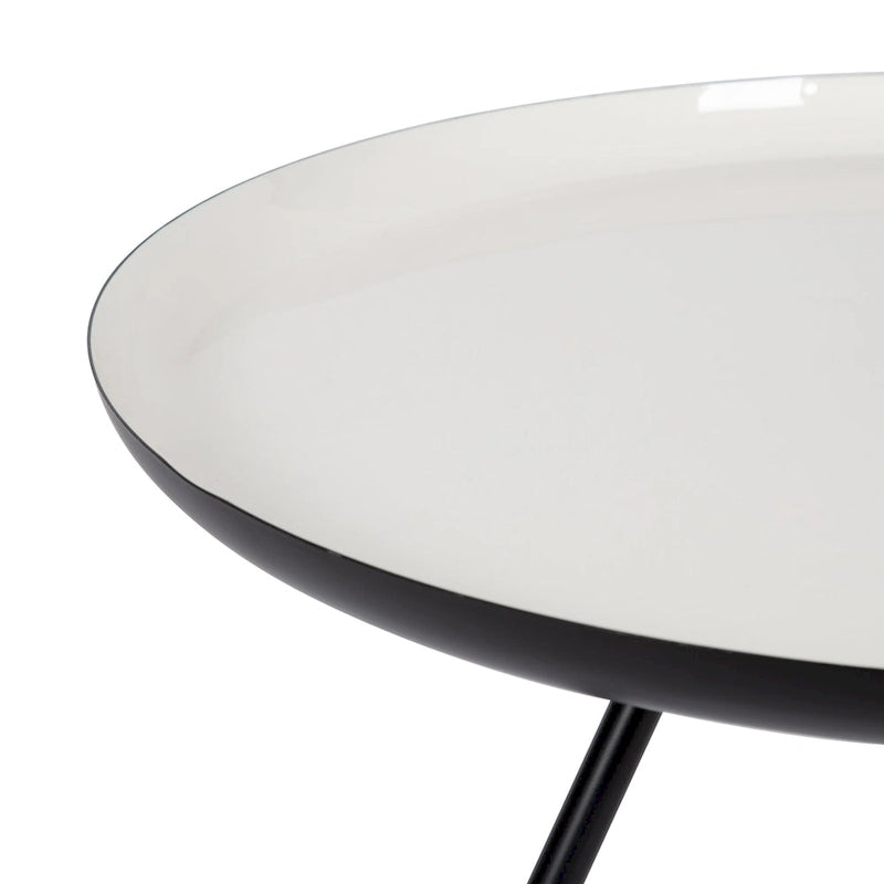 Round Metal Coffee Table - White/Black - 25 Inch