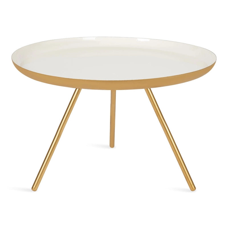 Round Metal Coffee Table - White/Black - 25 Inch