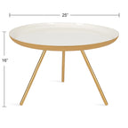 Round Metal Coffee Table - White/Black - 25 Inch