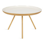 Round Metal Coffee Table - White/Black - 25 Inch