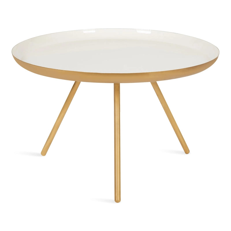 Round Metal Coffee Table - White/Black - 25 Inch