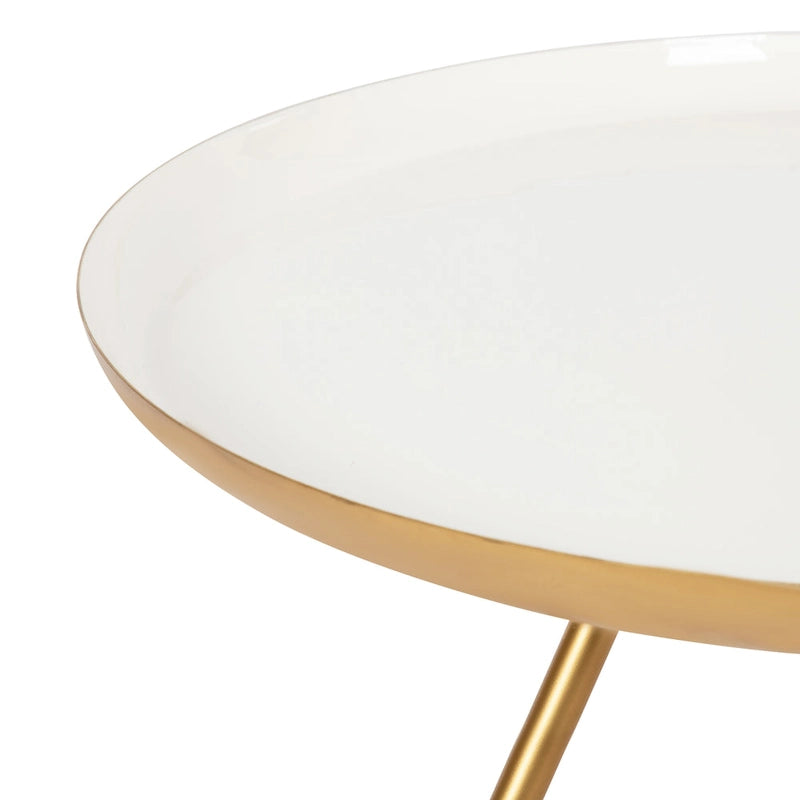 Round Metal Coffee Table - White/Black - 25 Inch