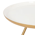 Round Metal Coffee Table - White/Black - 25 Inch