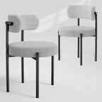 Upholstered Modern Mid Century Round Dining Chairs - Set of 2