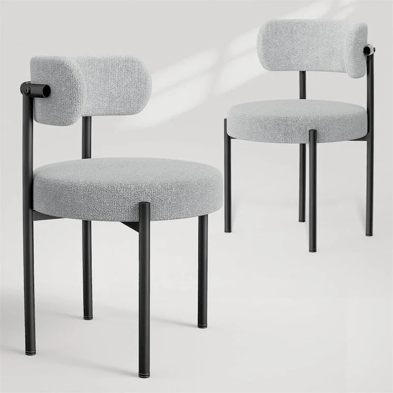 Upholstered Modern Mid Century Round Dining Chairs - Set of 2