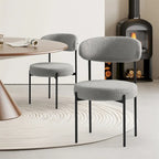 Upholstered Modern Mid Century Round Dining Chairs - Set of 2