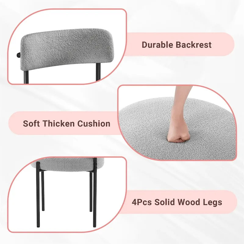 Upholstered Modern Mid Century Round Dining Chairs - Set of 2