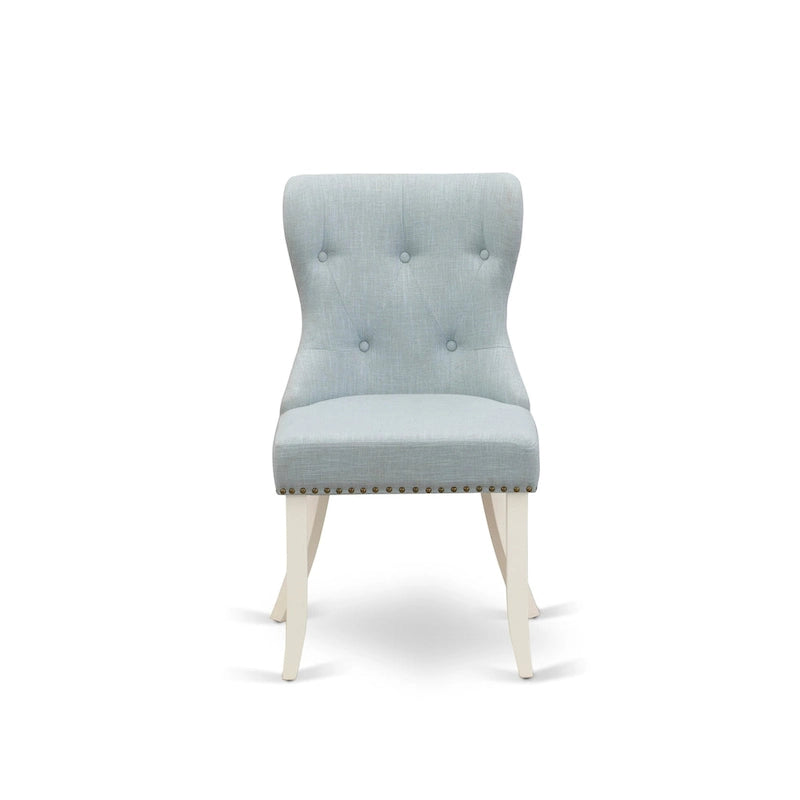 White Round Dining Table Set with Baby Blue Chairs - 3 or 5 Piece