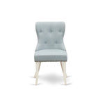White Round Dining Table Set with Baby Blue Chairs - 3 or 5 Piece