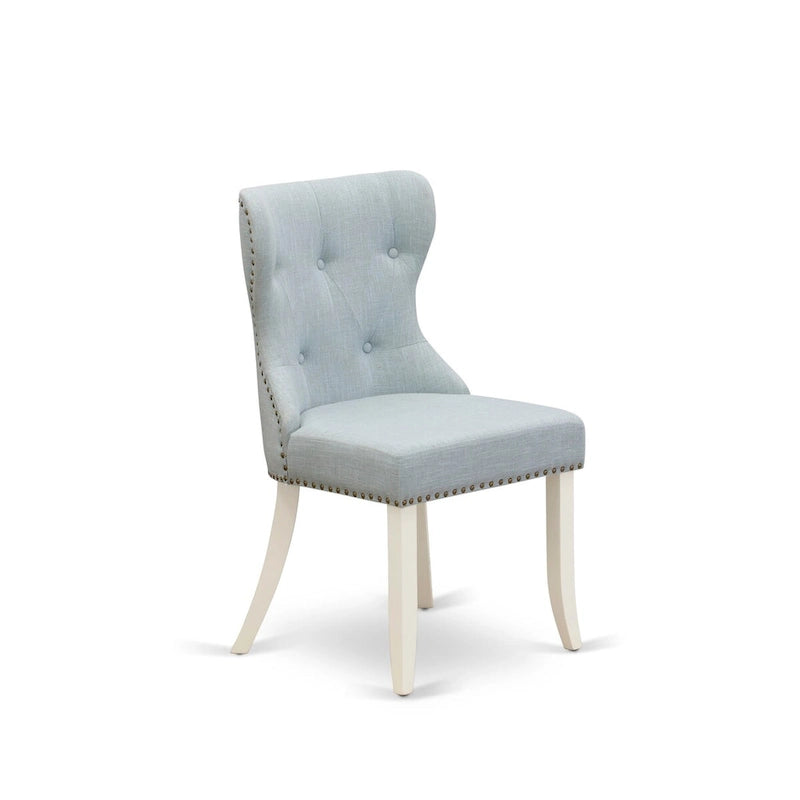 White Round Dining Table Set with Baby Blue Chairs - 3 or 5 Piece