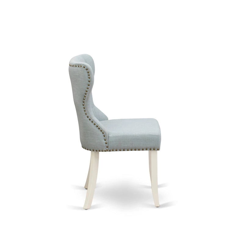 White Round Dining Table Set with Baby Blue Chairs - 3 or 5 Piece