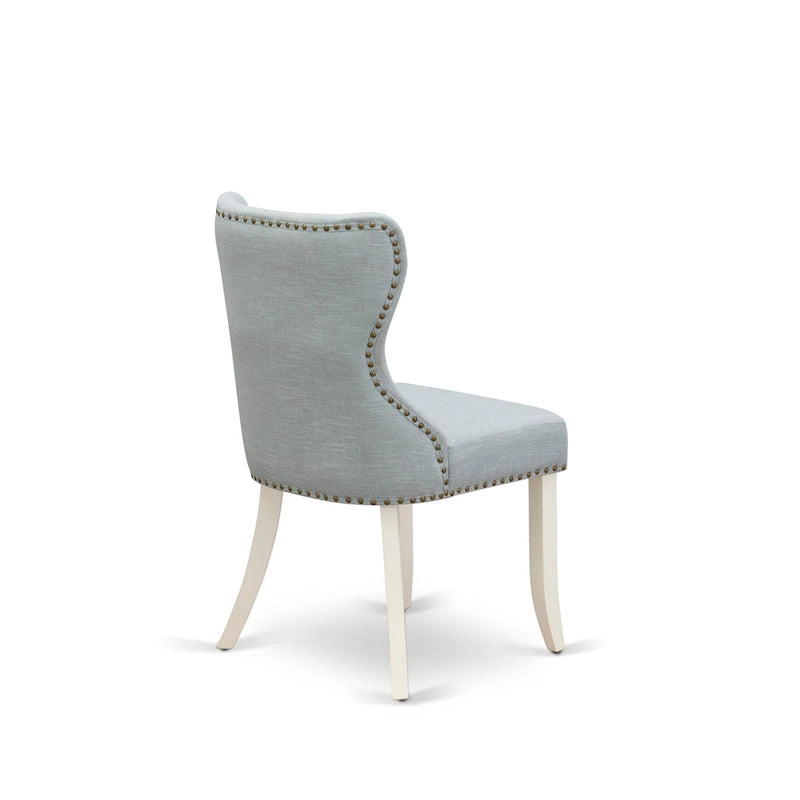 White Round Dining Table Set with Baby Blue Chairs - 3 or 5 Piece