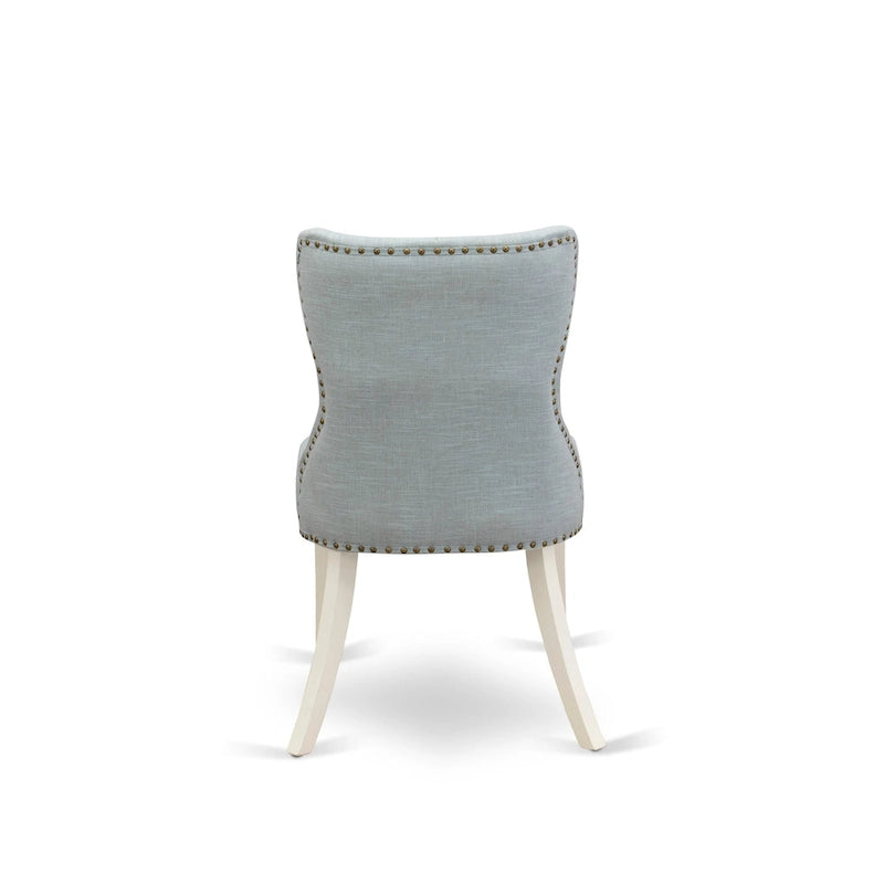 White Round Dining Table Set with Baby Blue Chairs - 3 or 5 Piece