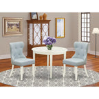 White Round Dining Table Set with Baby Blue Chairs - 3 or 5 Piece