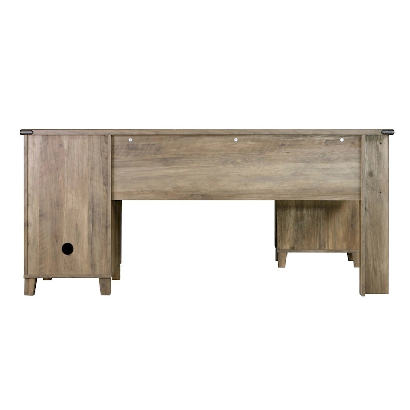 Farmhouse-Style Rustic Oak L-Shaped Desk