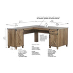 Farmhouse-Style Rustic Oak L-Shaped Desk