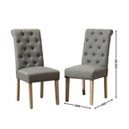 7-Piece Turned-Leg Dining Set for 6 - Brown/Beige Tufted Chairs